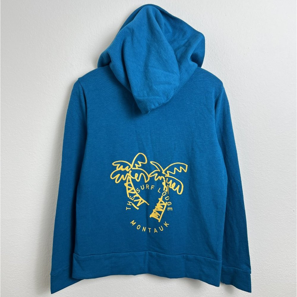 Monrow Girls Hoodie Size 10 Surf Lodge Montauk Zip Up Wave Blue